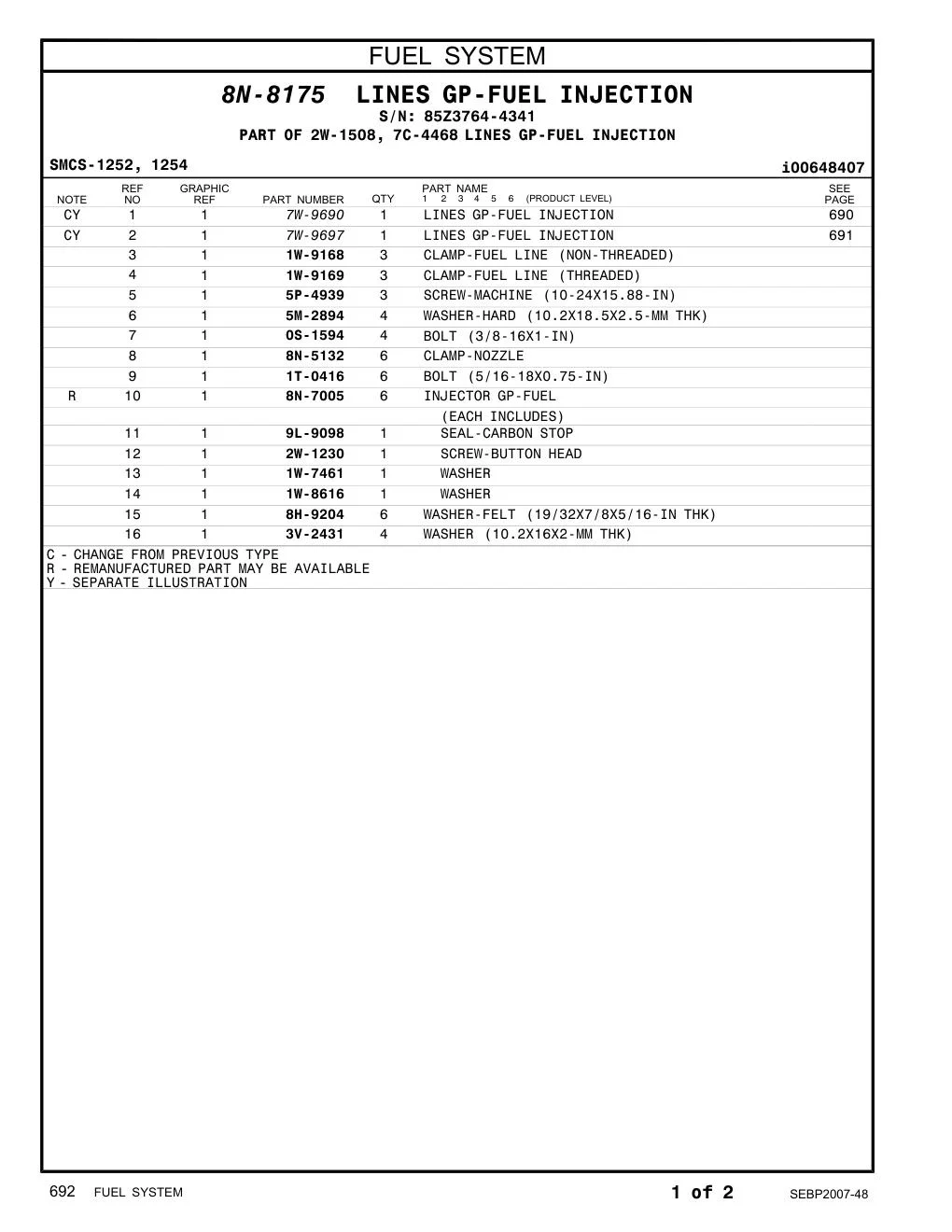 7W-9690 - LINES GP-FUEL INJECTION