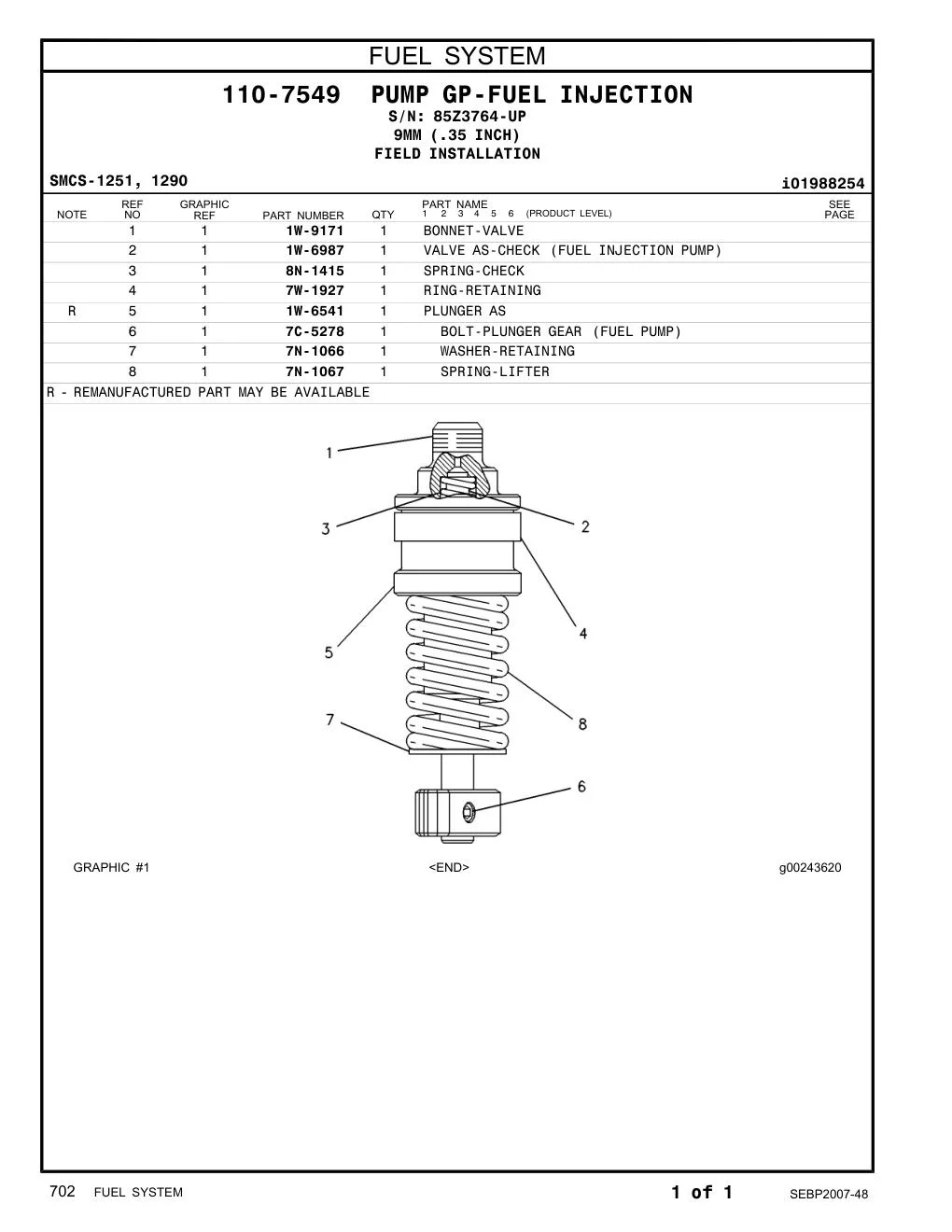 1W-6541 - PLUNGER AS
