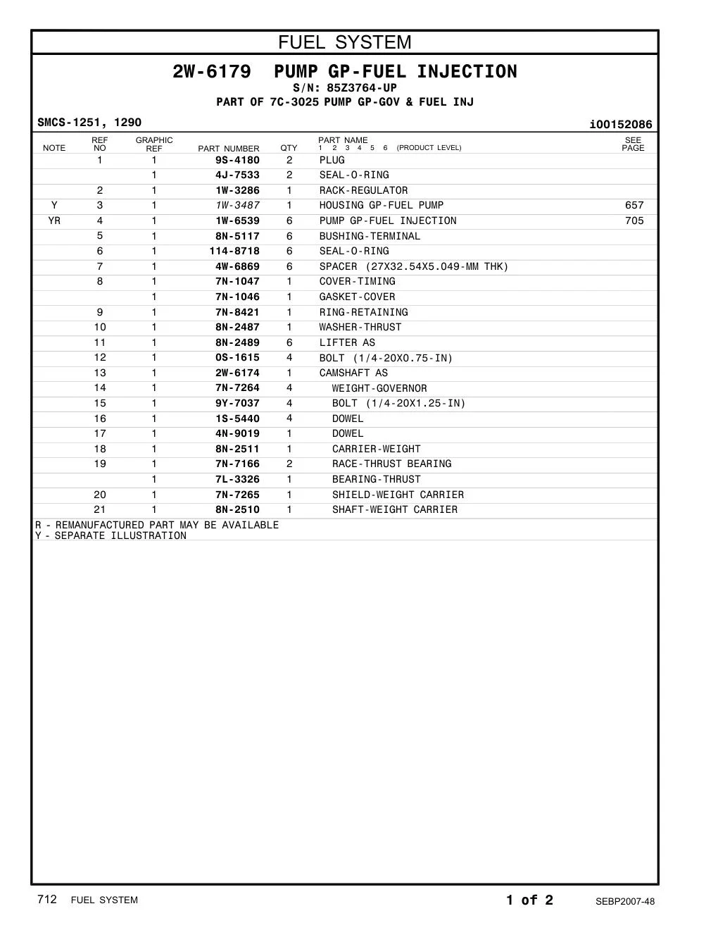 2W-6174 CAMSHAFT AS CAT parts diagram