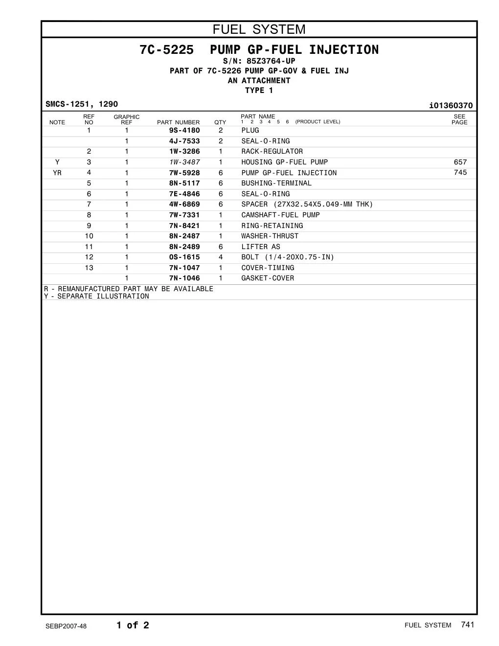 7W-7331 CAMSHAFT-FUEL PUMP CAT parts diagram