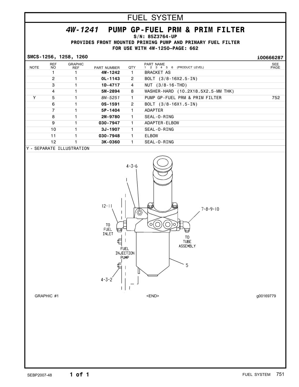 4W-1242 BRACKET AS · S/N 85Z3764-UP CAT parts manual diagram