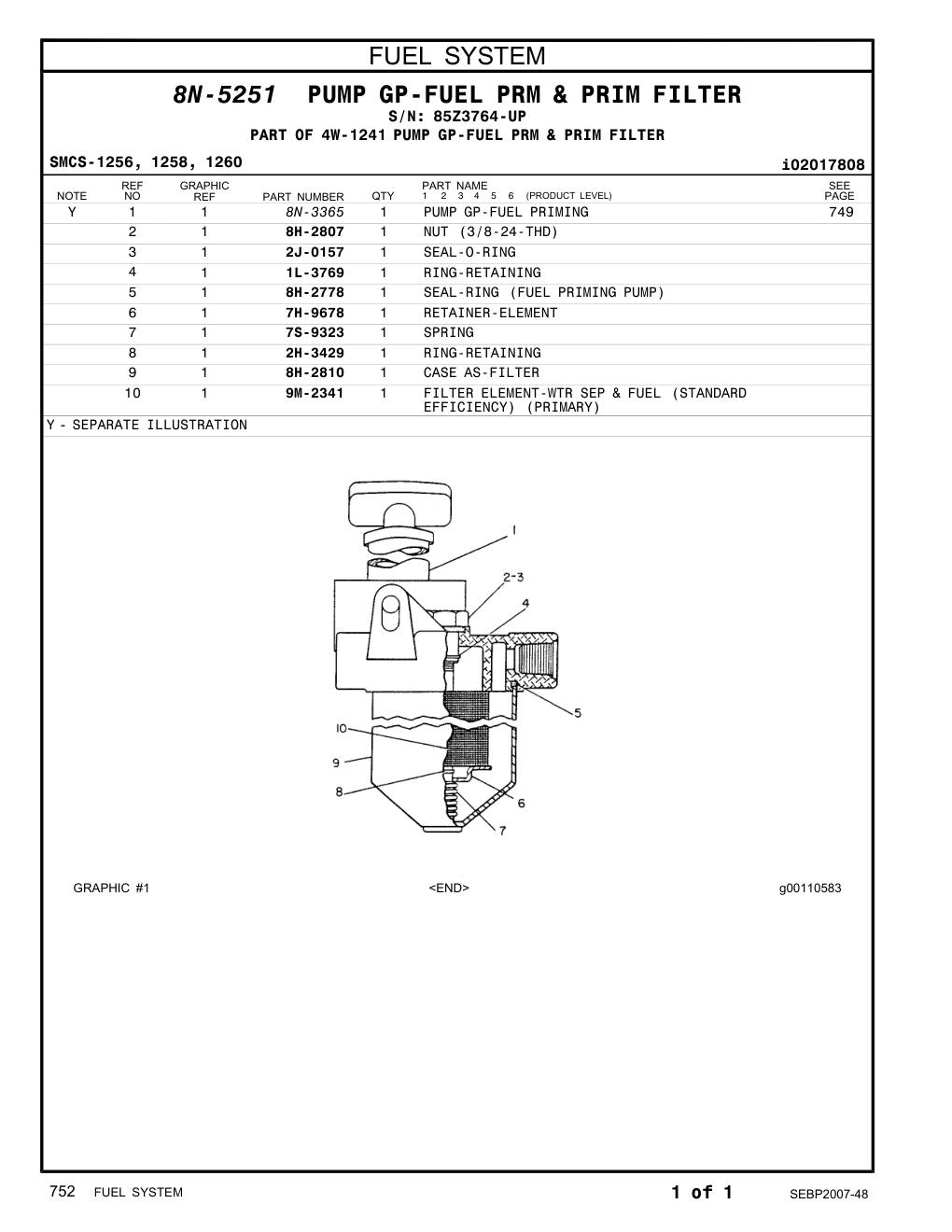 1L-3769 RING-RETAINING · S/N 85Z3764-UP CAT parts manual diagram