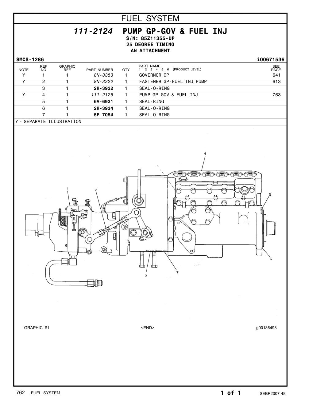 8N-3222 FASTENER GP-FUEL INJ PUMP · S/N 85Z11355-UP CAT parts manual diagram