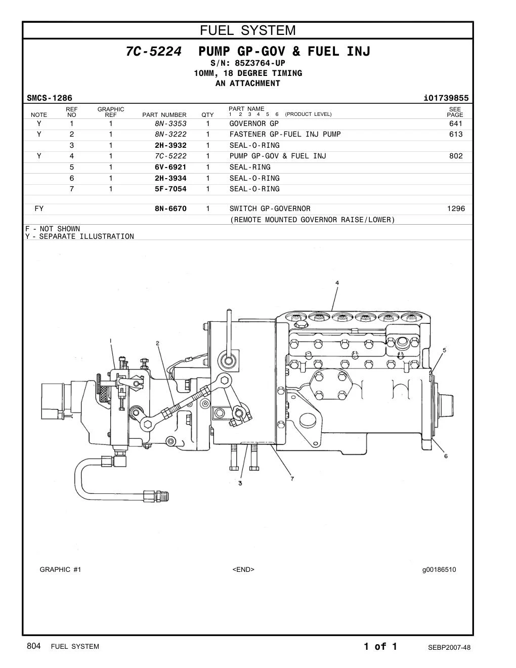 7C-5222 PUMP GP-GOV & FUEL INJ CAT parts manual diagram