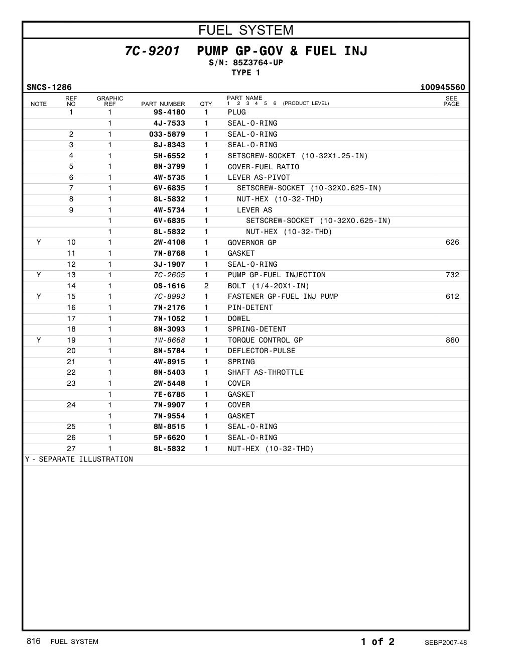 1W-8668 TORQUE CONTROL GP · S/N 85Z3764-UP CAT parts manual diagram