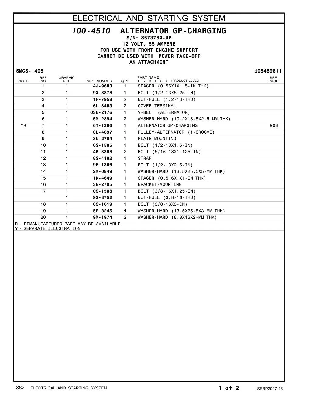 8L-4897 PULLEY-ALTERNATOR · S/N 85Z3764-UP CAT parts manual diagram