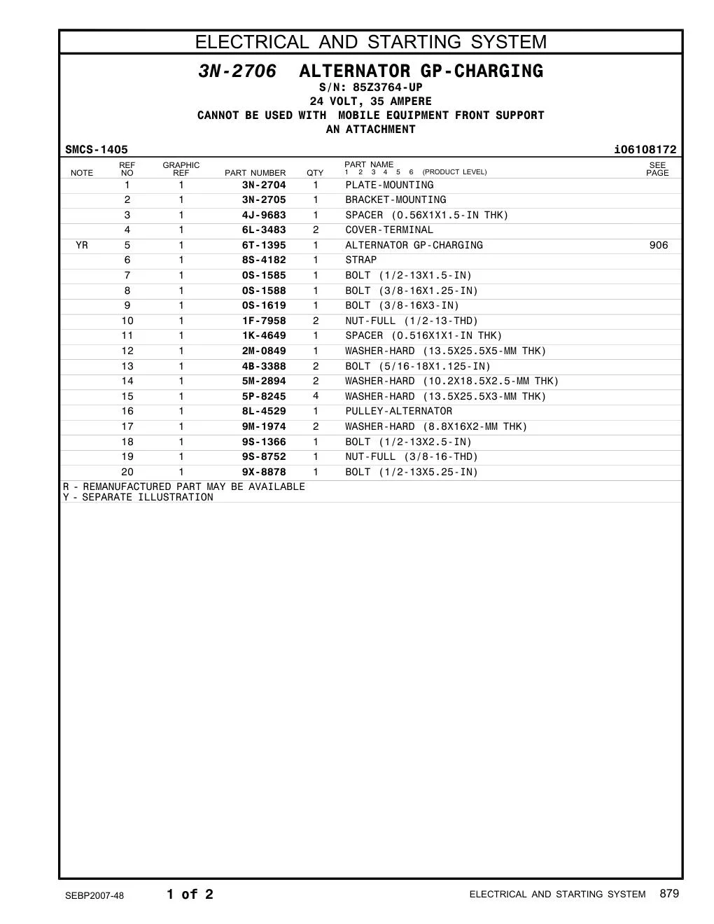 8L-4529 PULLEY-ALTERNATOR · S/N 85Z3764-UP CAT parts manual diagram