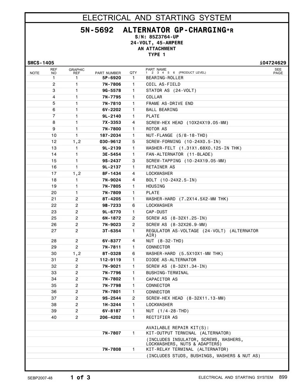 206-4202 RECTIFIER AS · S/N 85Z3764-UP CAT parts manual diagram
