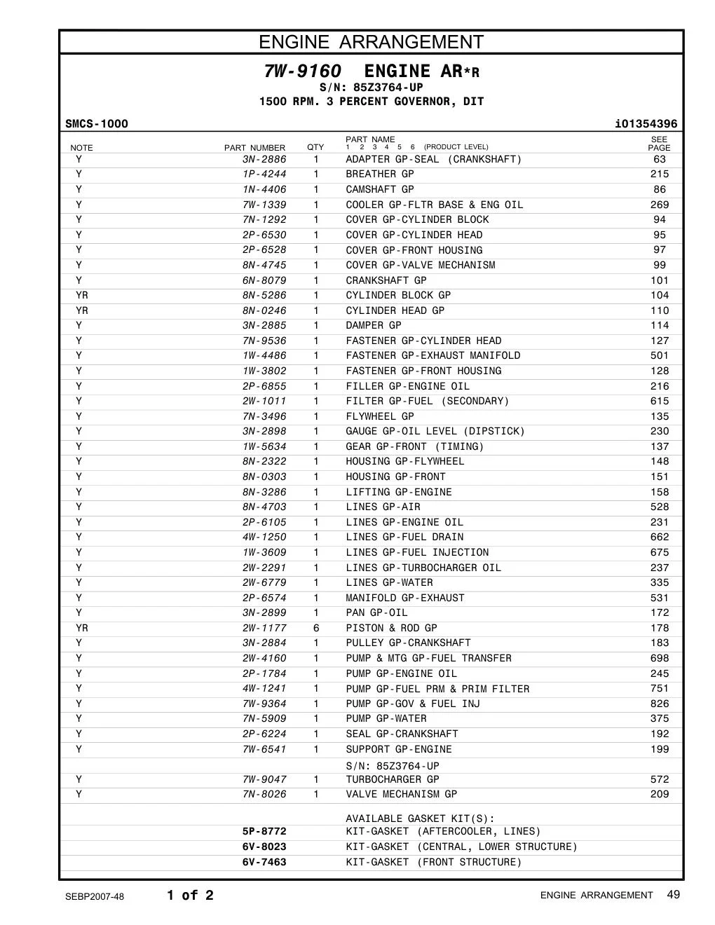 7W-9047 TURBOCHARGER GP CAT parts diagram