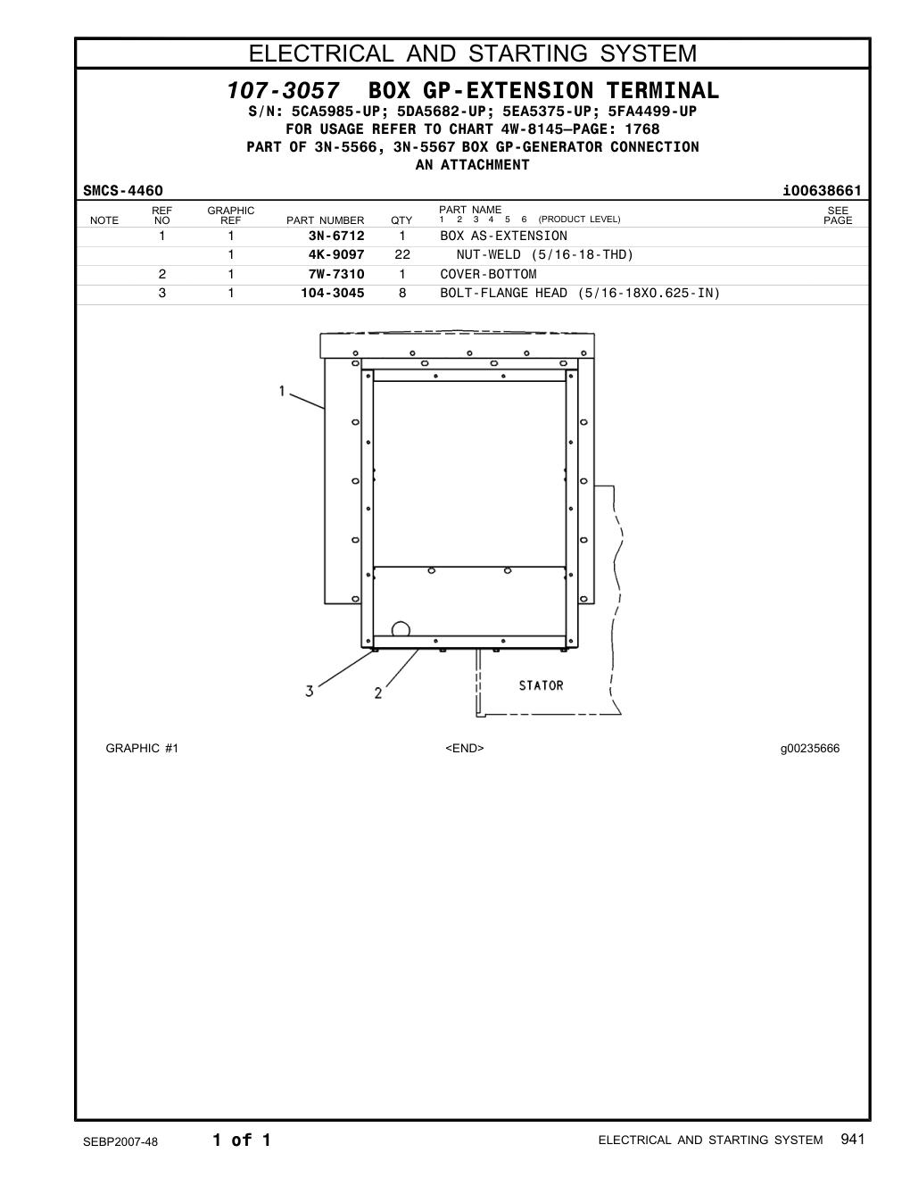 3N-6712 BOX AS-EXTENSION CAT parts manual diagram