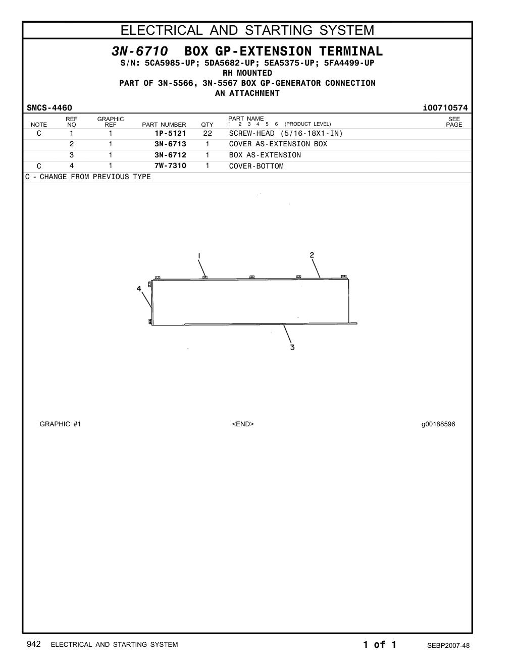 3N-6713 COVER AS-EXTENSION BOX CAT parts manual diagram