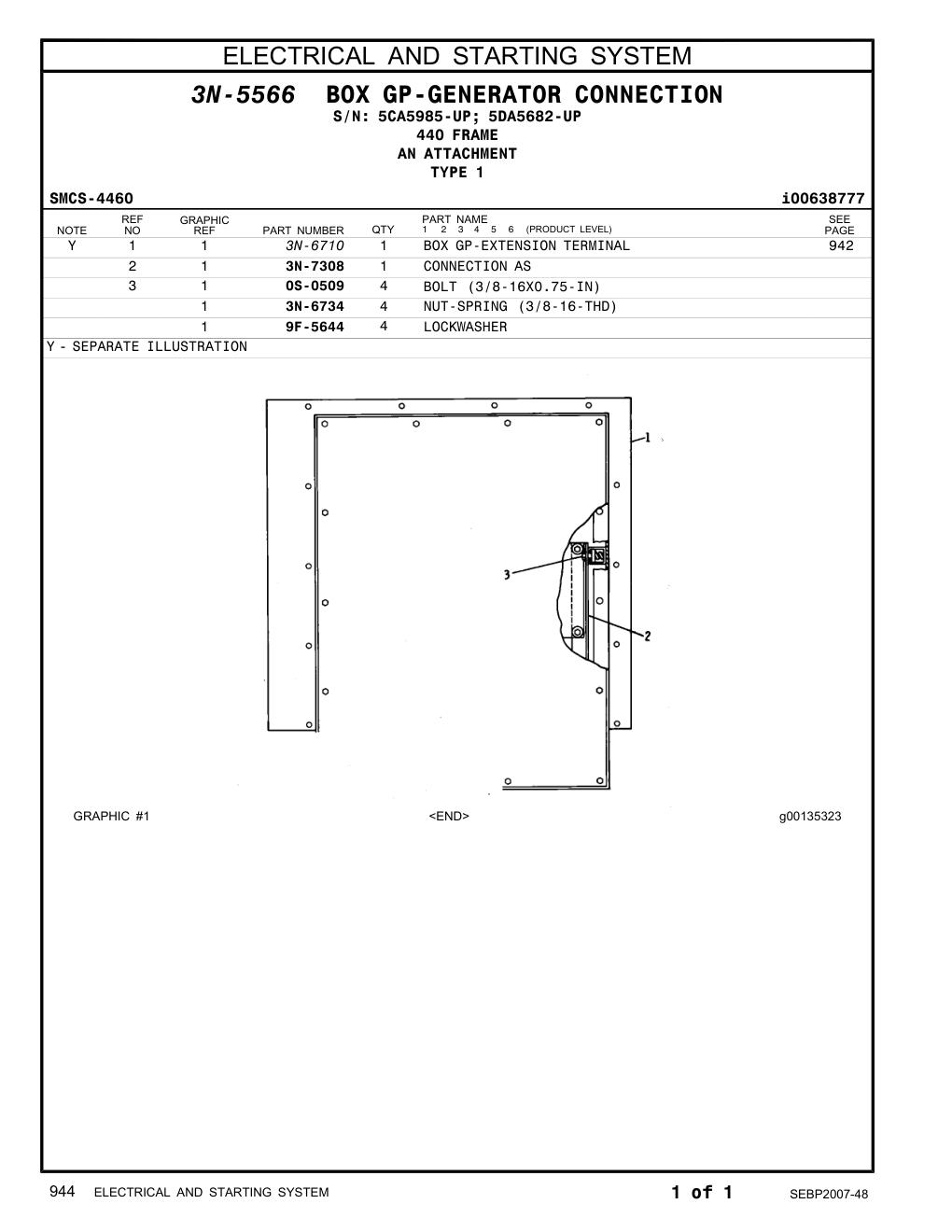 3N-6734 NUT-SPRING (3/8-16-THD) CAT parts manual diagram