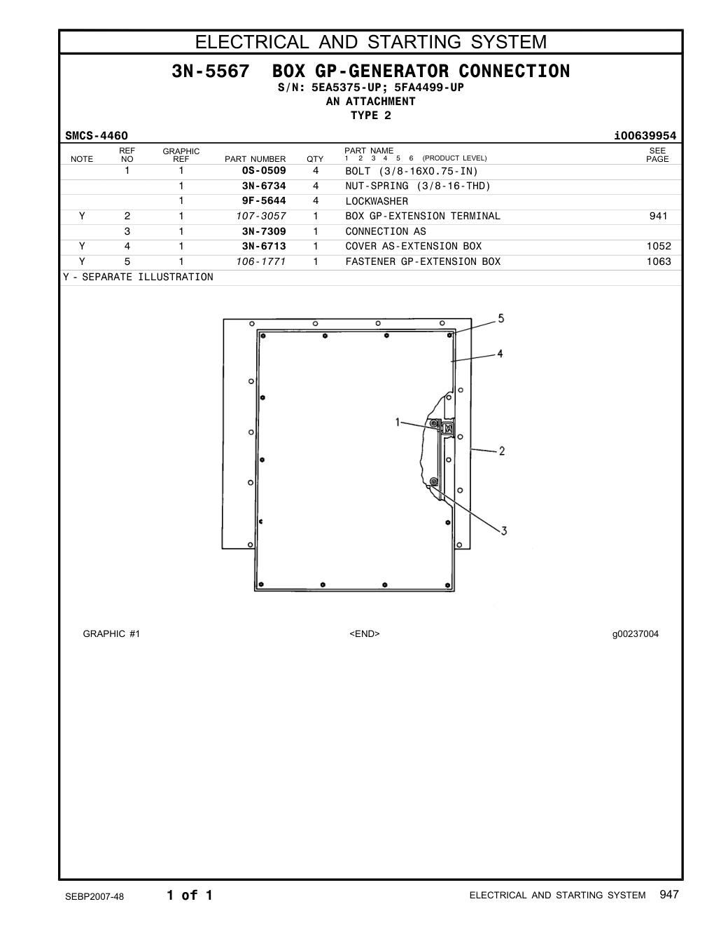 106-1771 FASTENER GP-EXTENSION BOX CAT parts manual diagram