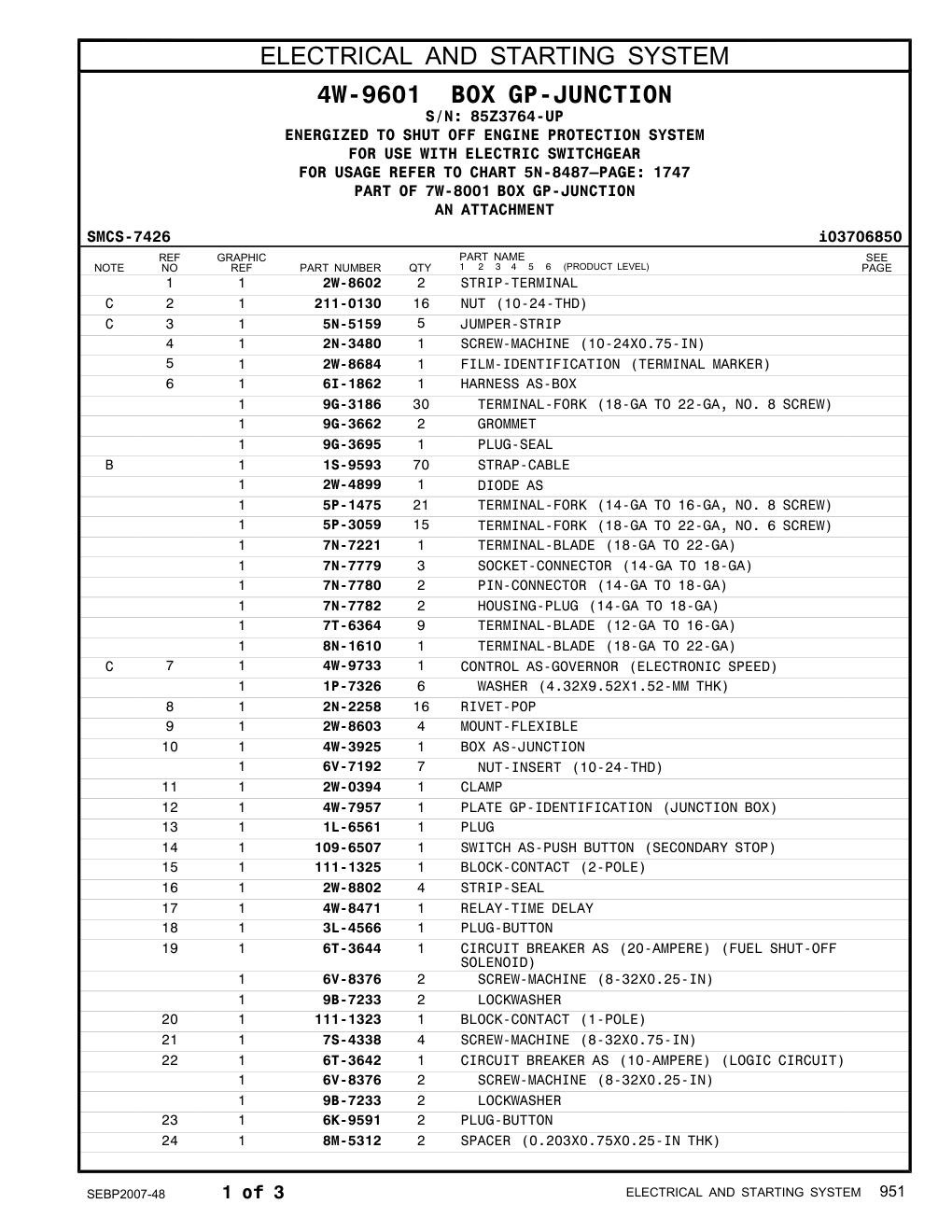 1L-6561 PLUG · S/N 85Z3764-UP CAT parts manual diagram