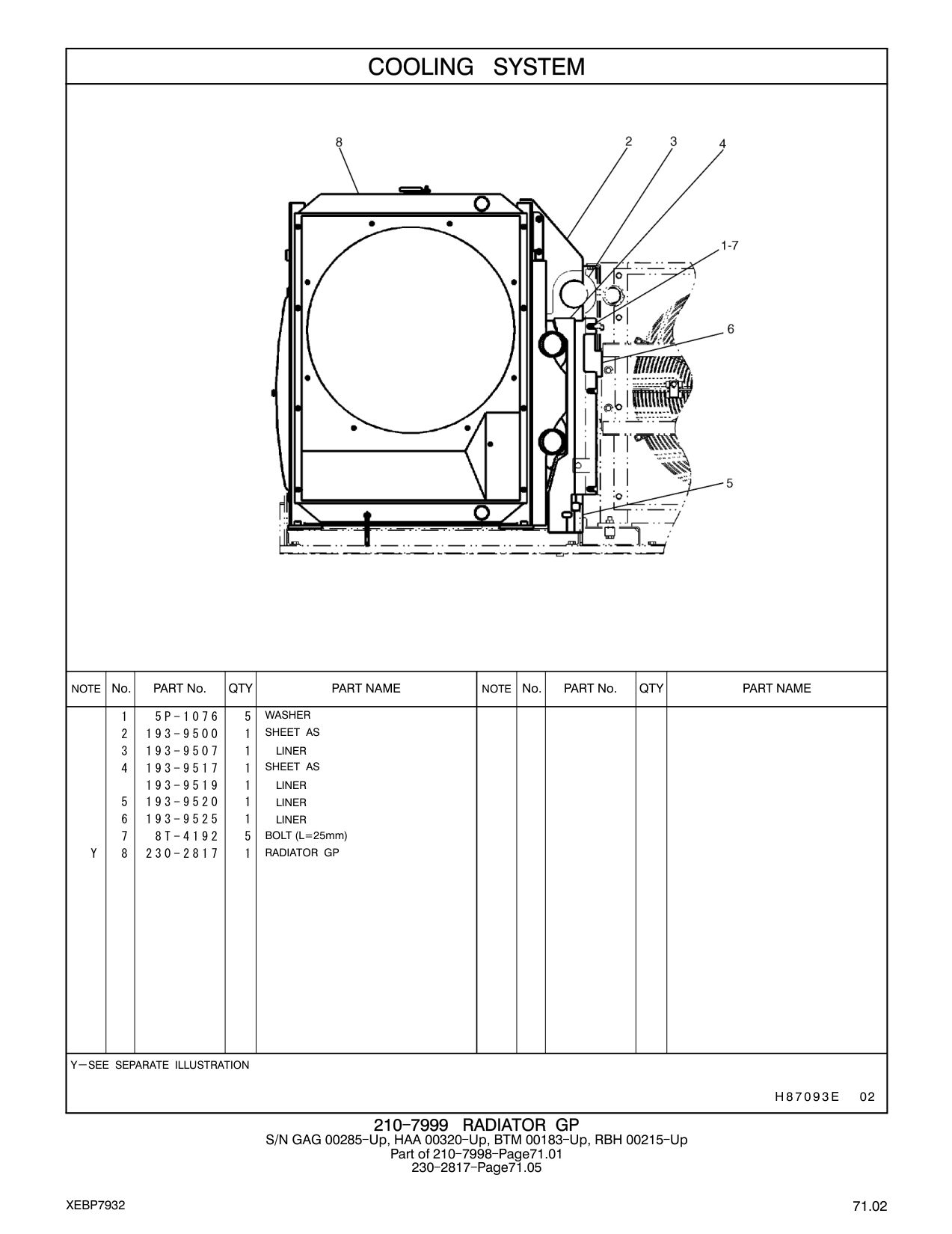 193-9517 SHEET AS CAT parts manual diagram