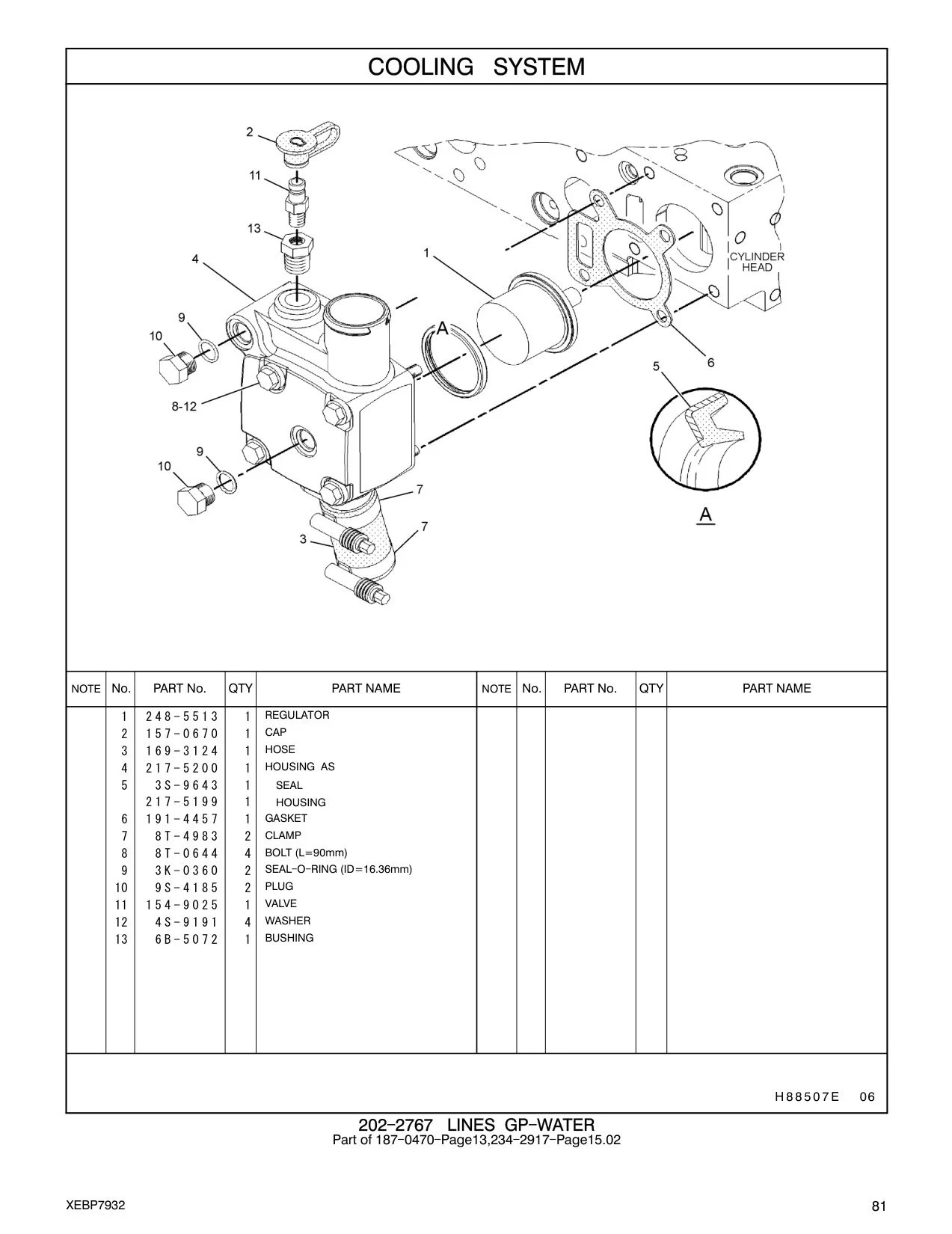 248-5513 REGULATOR-TEMPERATURE (92-DEG C) (WATER) CAT parts manual diagram
