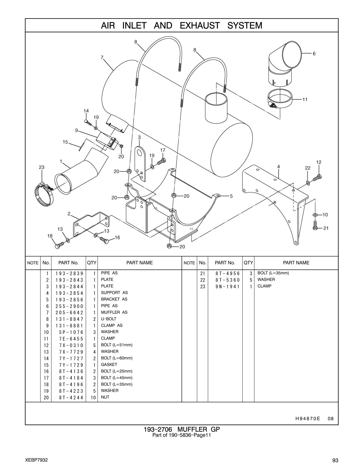 193-2844 PLATE CAT parts manual diagram