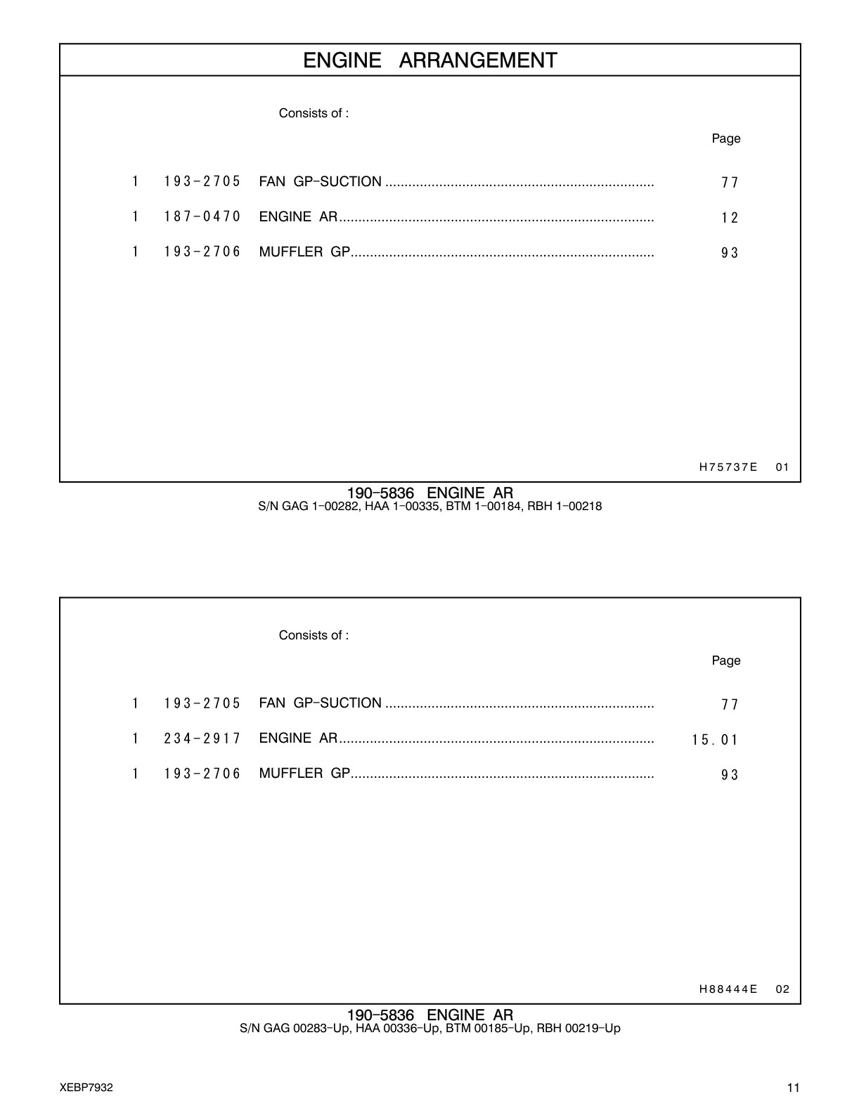 187-0470 ENGINE AR CAT parts manual diagram