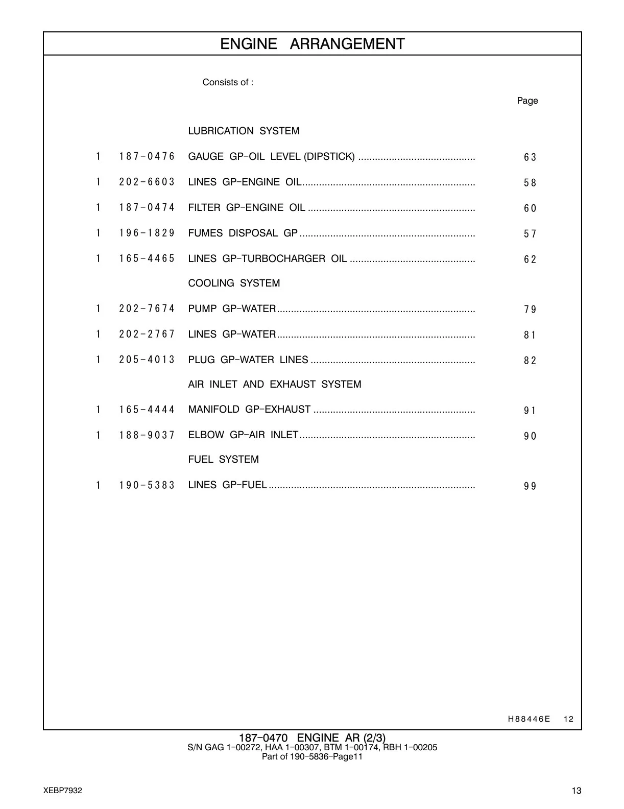 165-4465 LINES GP - TURBOCHARGER OIL ............................................. COOLING SYSTEM CAT parts diagram