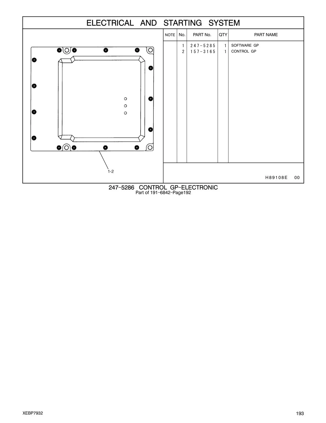 247-5285 SOFTWARE GP CAT parts manual diagram