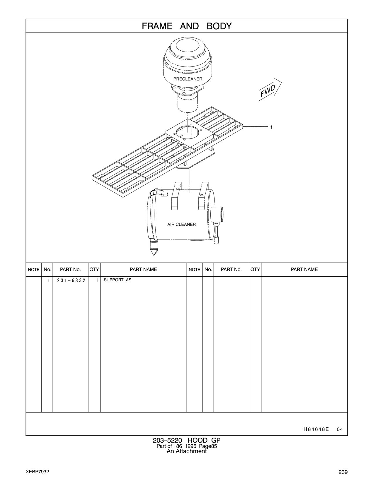 231-6832 SUPPORT AS CAT parts manual diagram