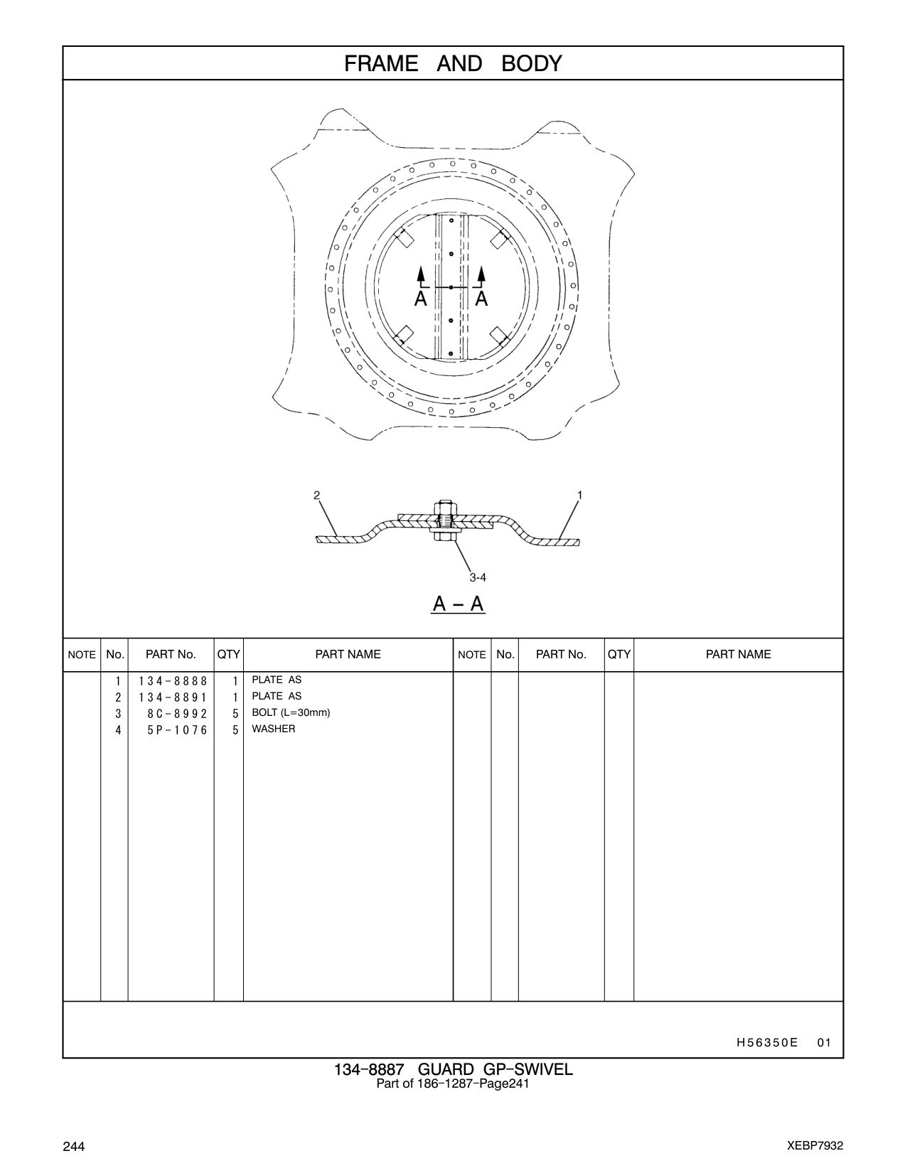 134-8891 PLATE AS CAT parts manual diagram
