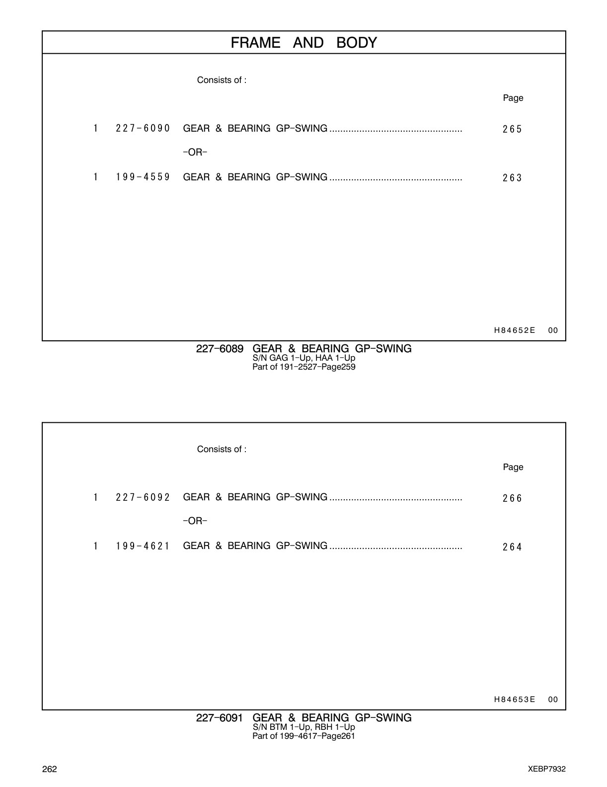 199-4621 GEAR & BEARING GP-SWING CAT parts manual diagram