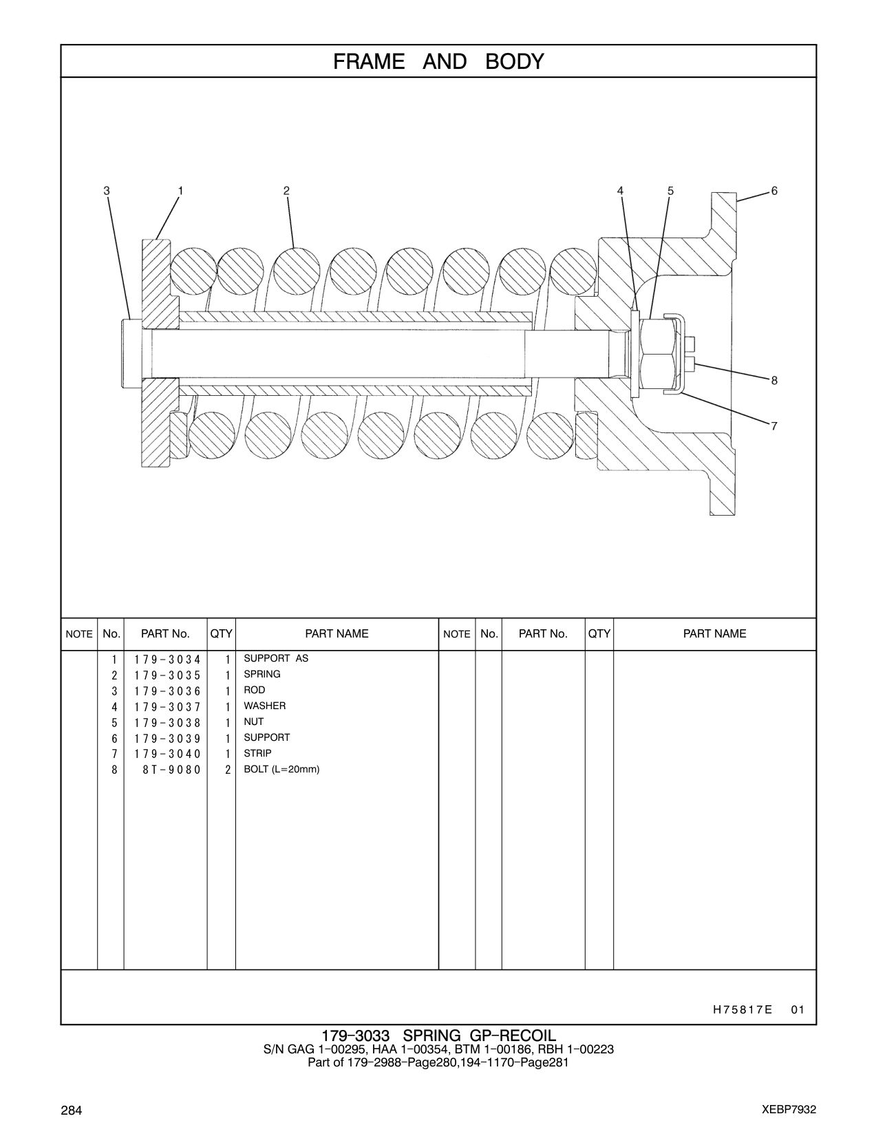 179-3035 SPRING CAT parts manual diagram