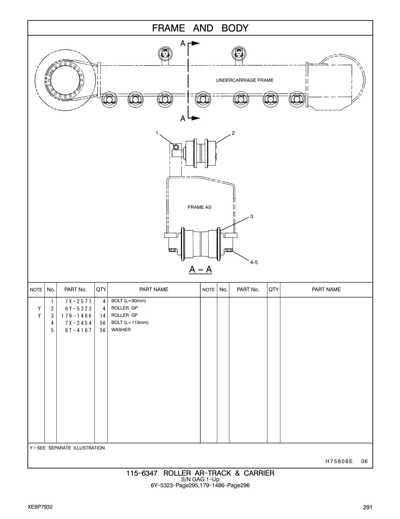 7X-2577 BOLT (L=90mm) CAT parts manual diagram