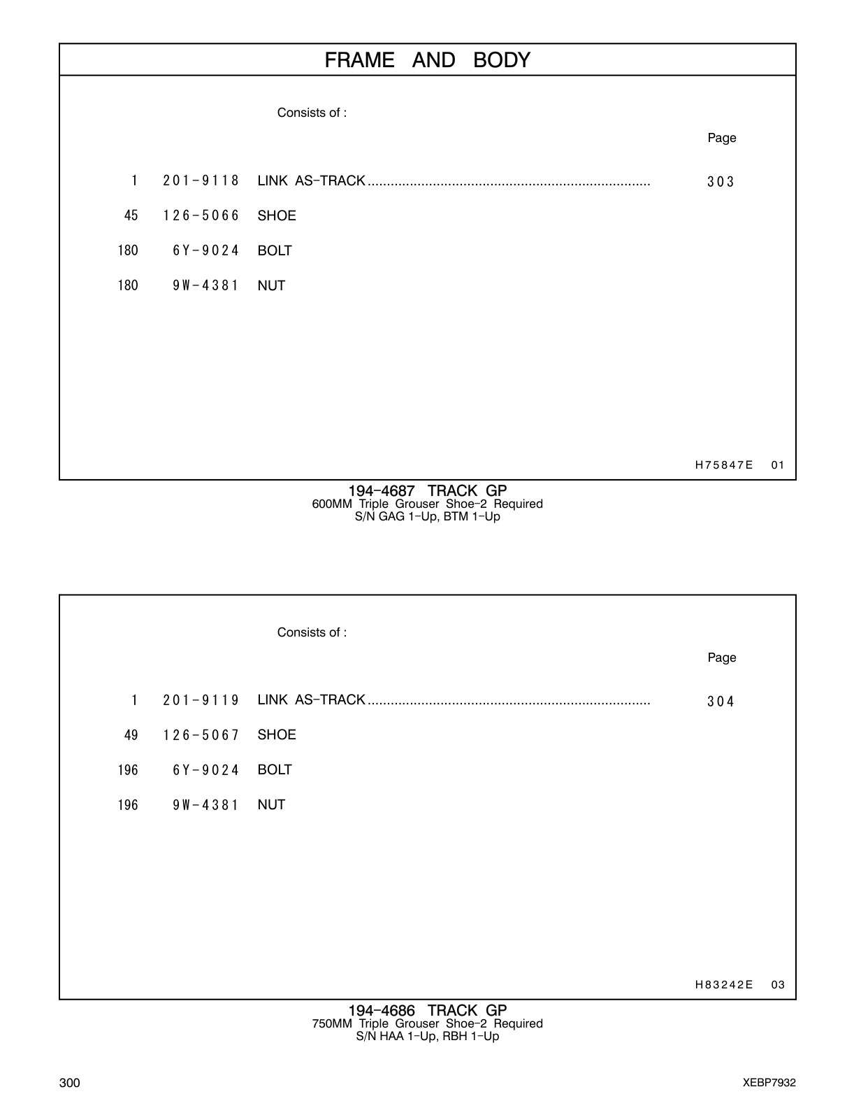 126-5066 SHOE CAT parts manual diagram