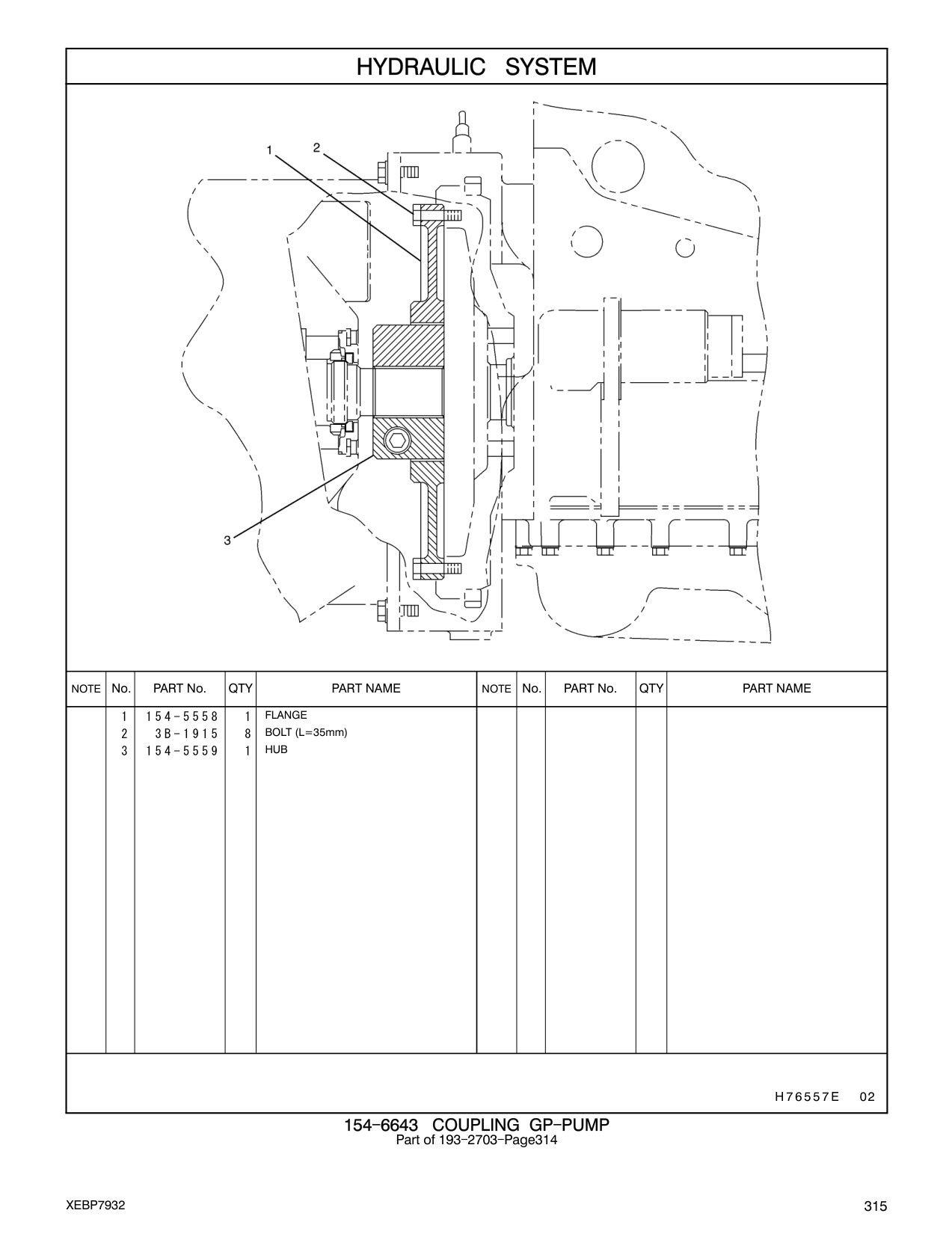 154-5559 HUB CAT parts manual diagram