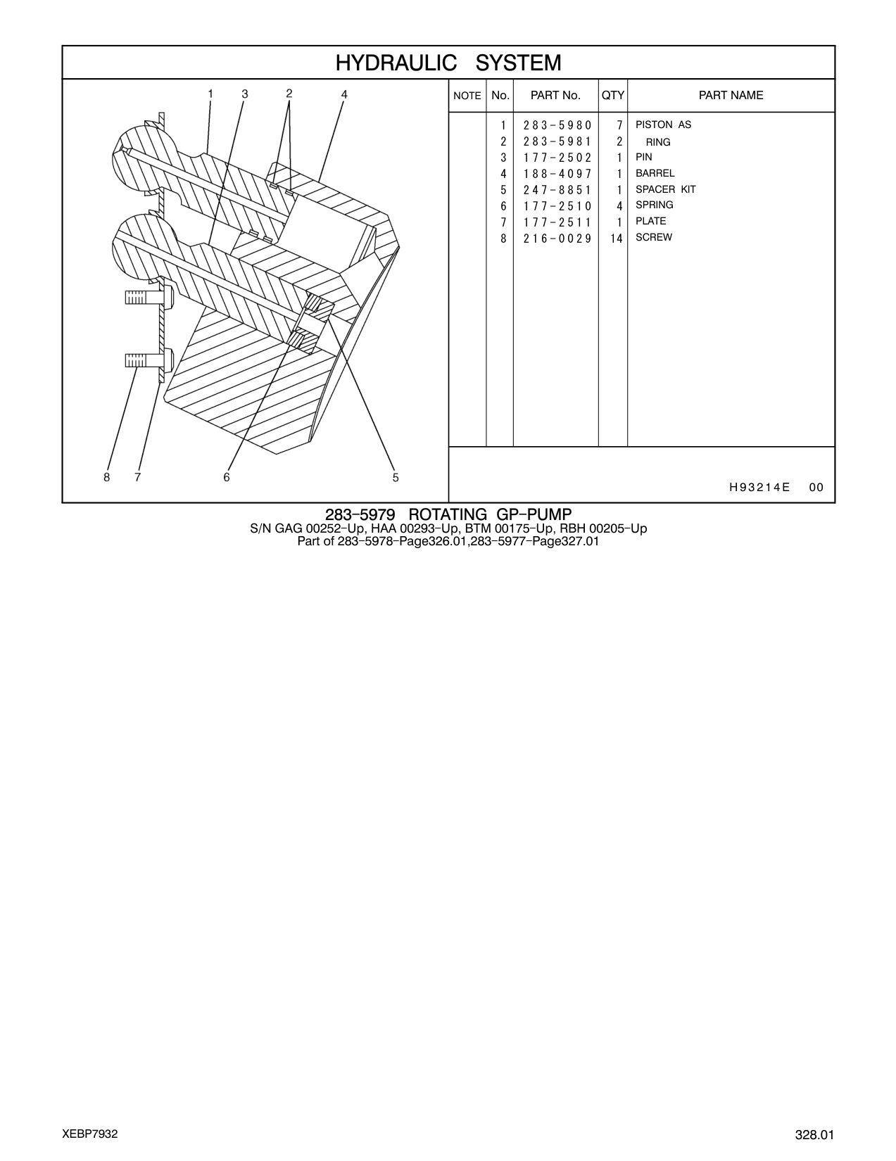 216-0029 SCREW CAT parts manual diagram