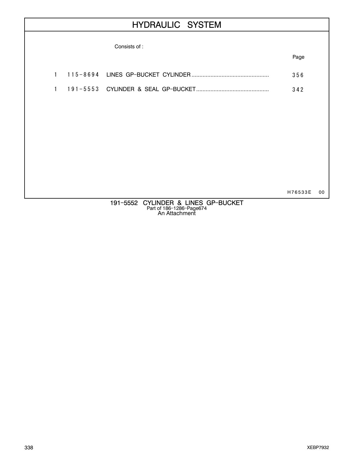 115-8694 LINES GP-BUCKET CYLINDER CAT parts manual diagram
