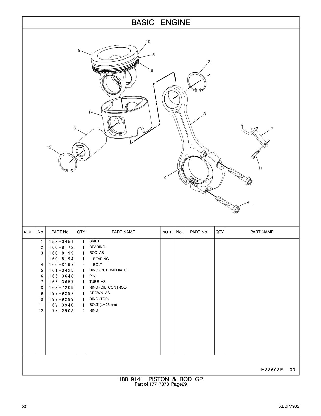 160-8172 BEARING CAT parts manual diagram