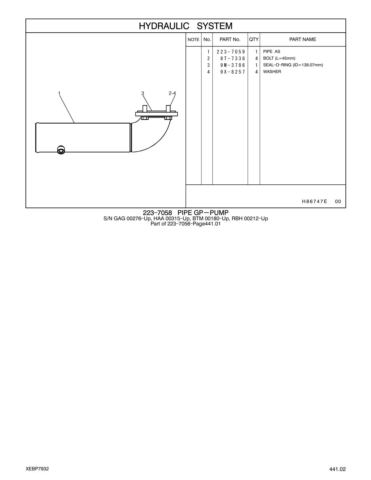223-7059 PIPE AS CAT parts manual diagram