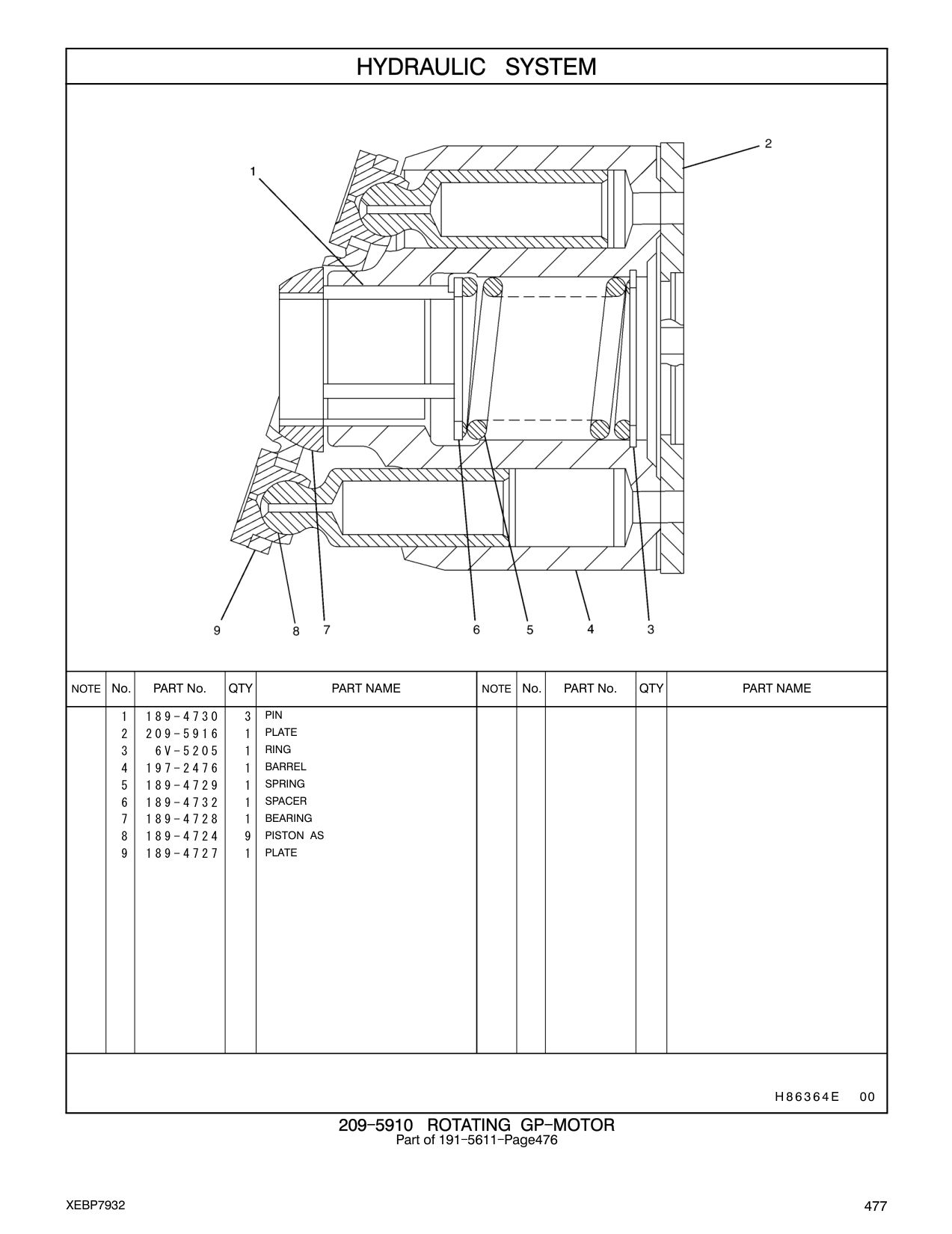 189-4730 PIN CAT parts manual diagram