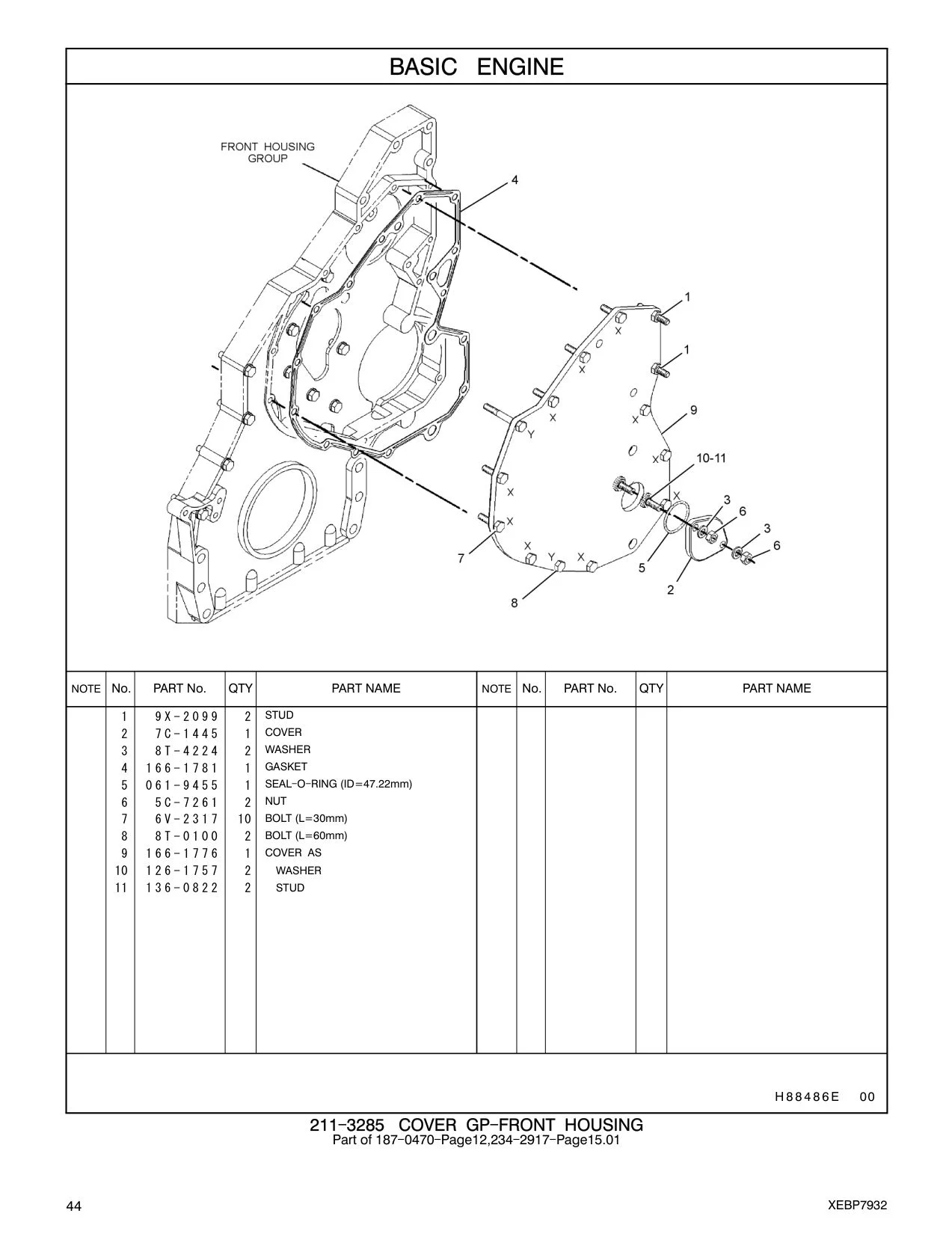 136-0822 STUD CAT parts manual diagram