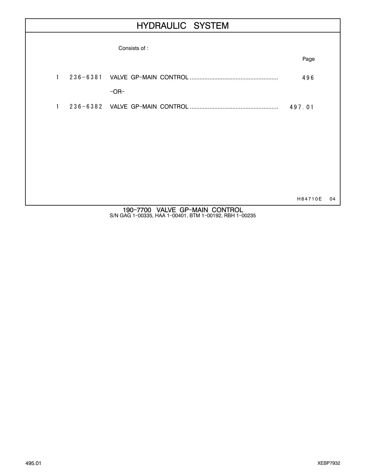 236-6382 - VALVE GP - MAIN CONTROL ......................................................