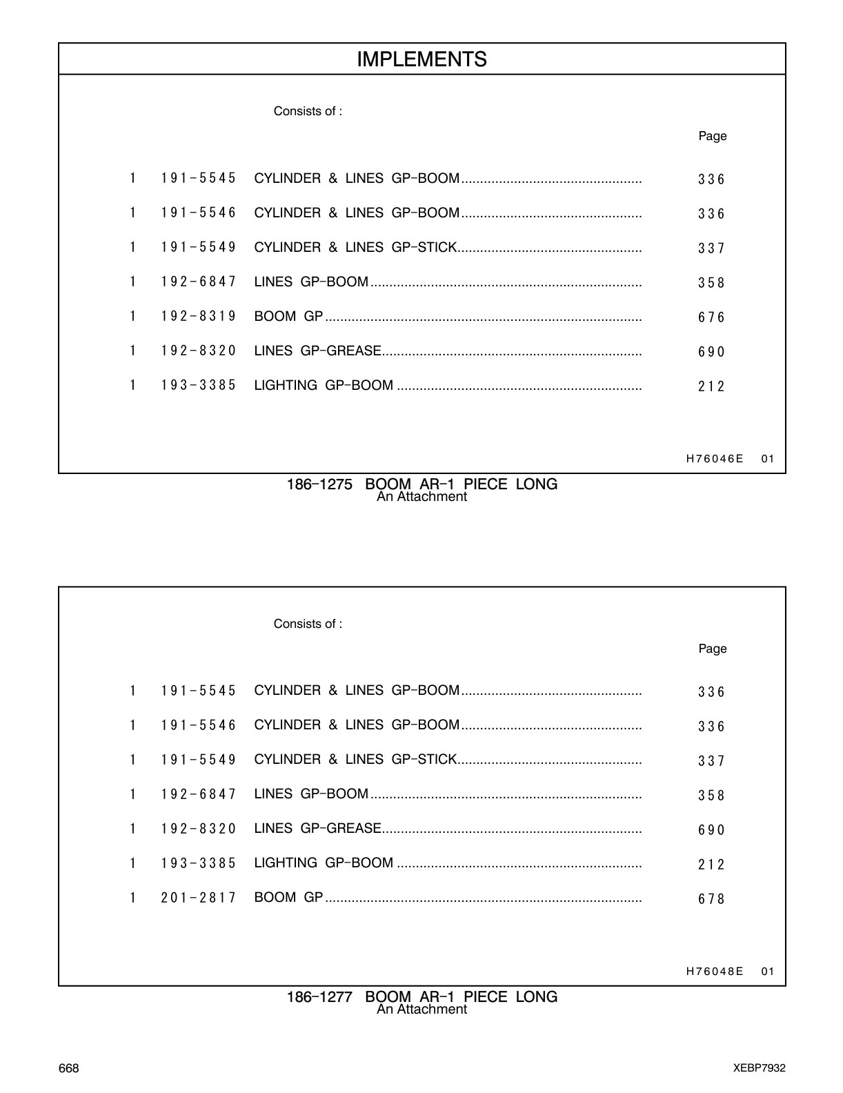 191-5545 CYLINDER & LINES GP-BOOM CAT parts manual diagram