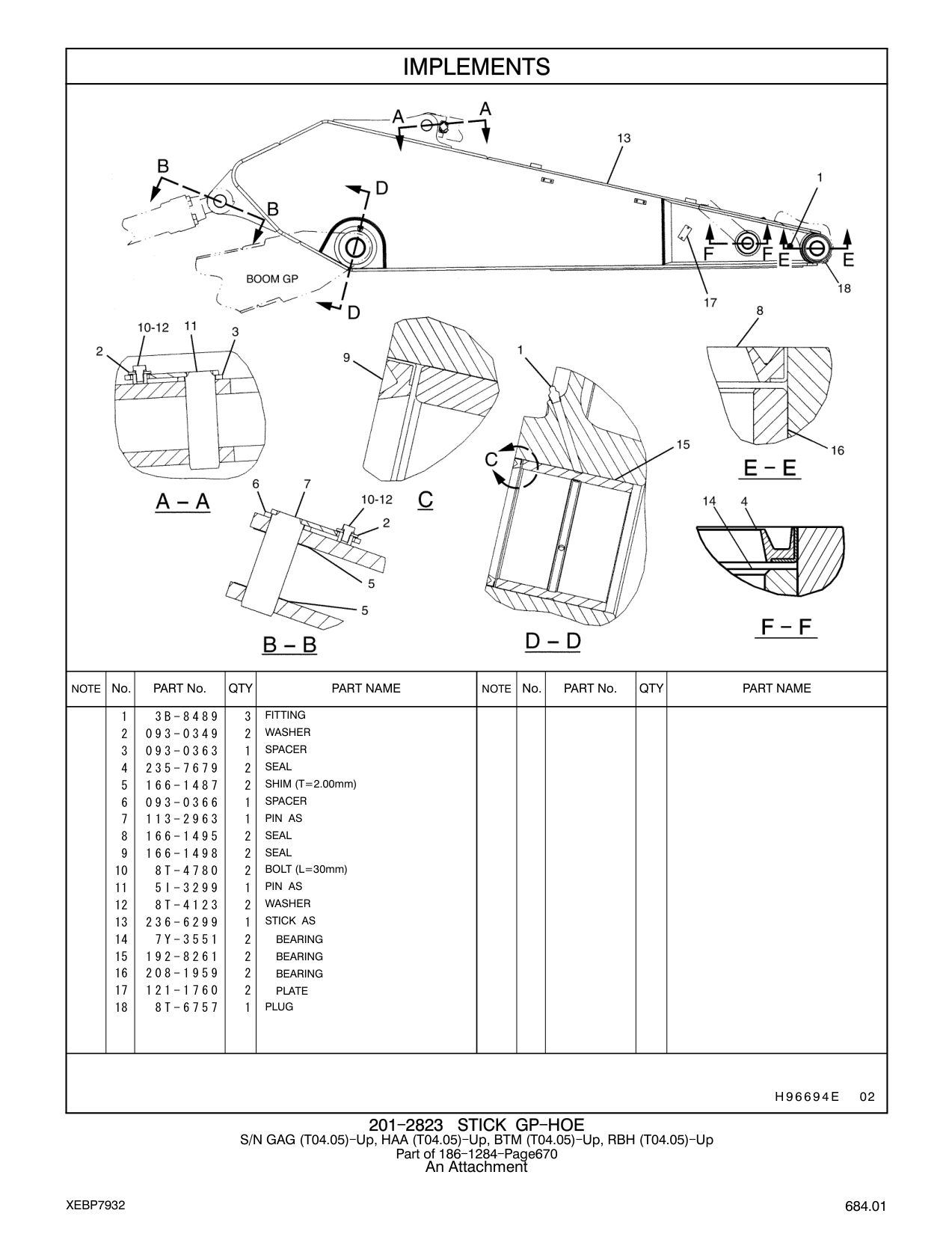 236-6299 STICK AS CAT parts manual diagram