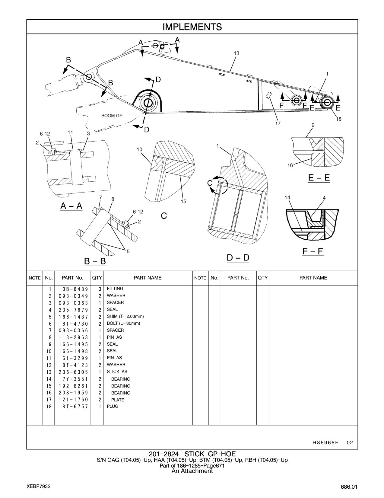 236-6305 STICK AS CAT parts manual diagram