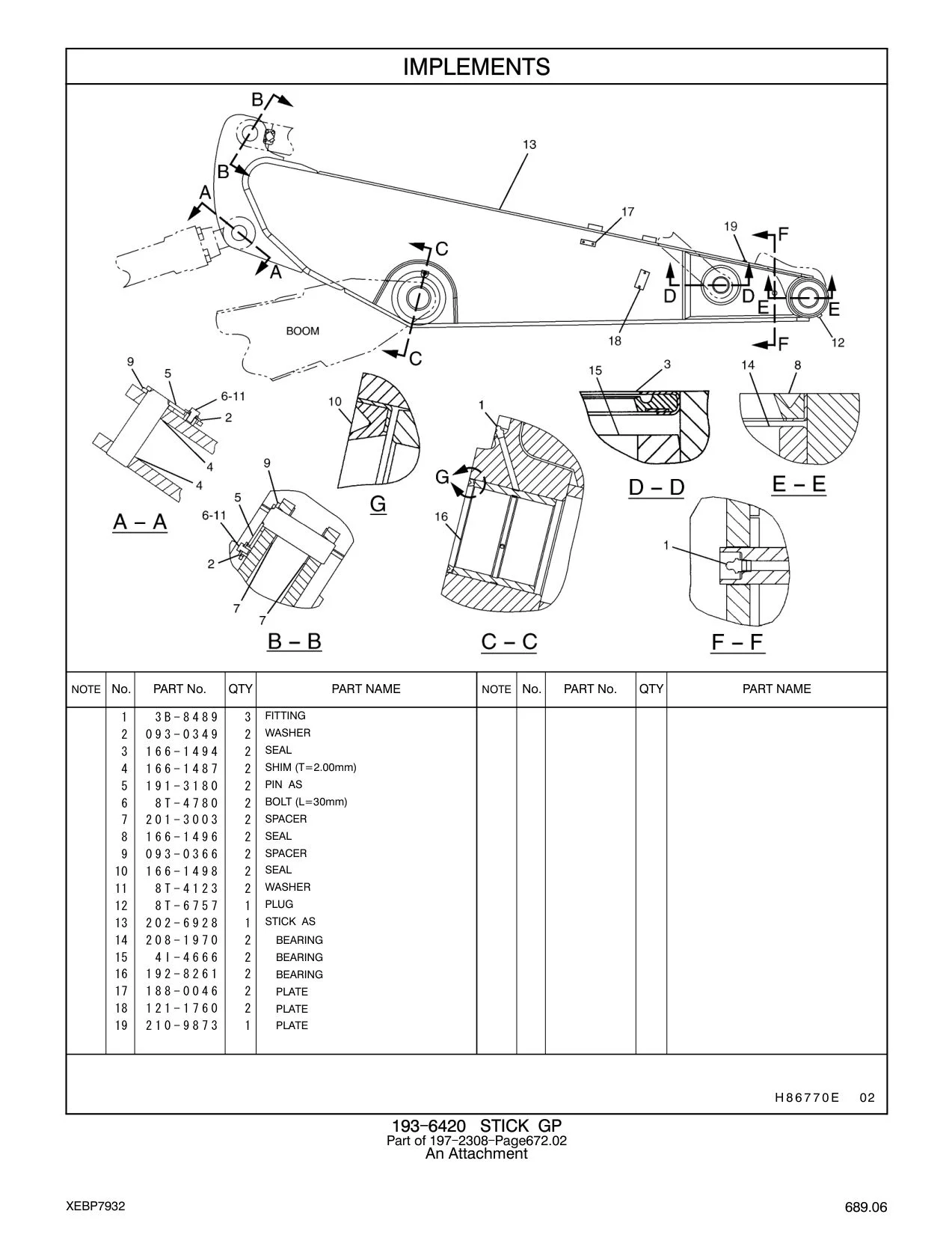 202-6928 STICK AS CAT parts manual diagram