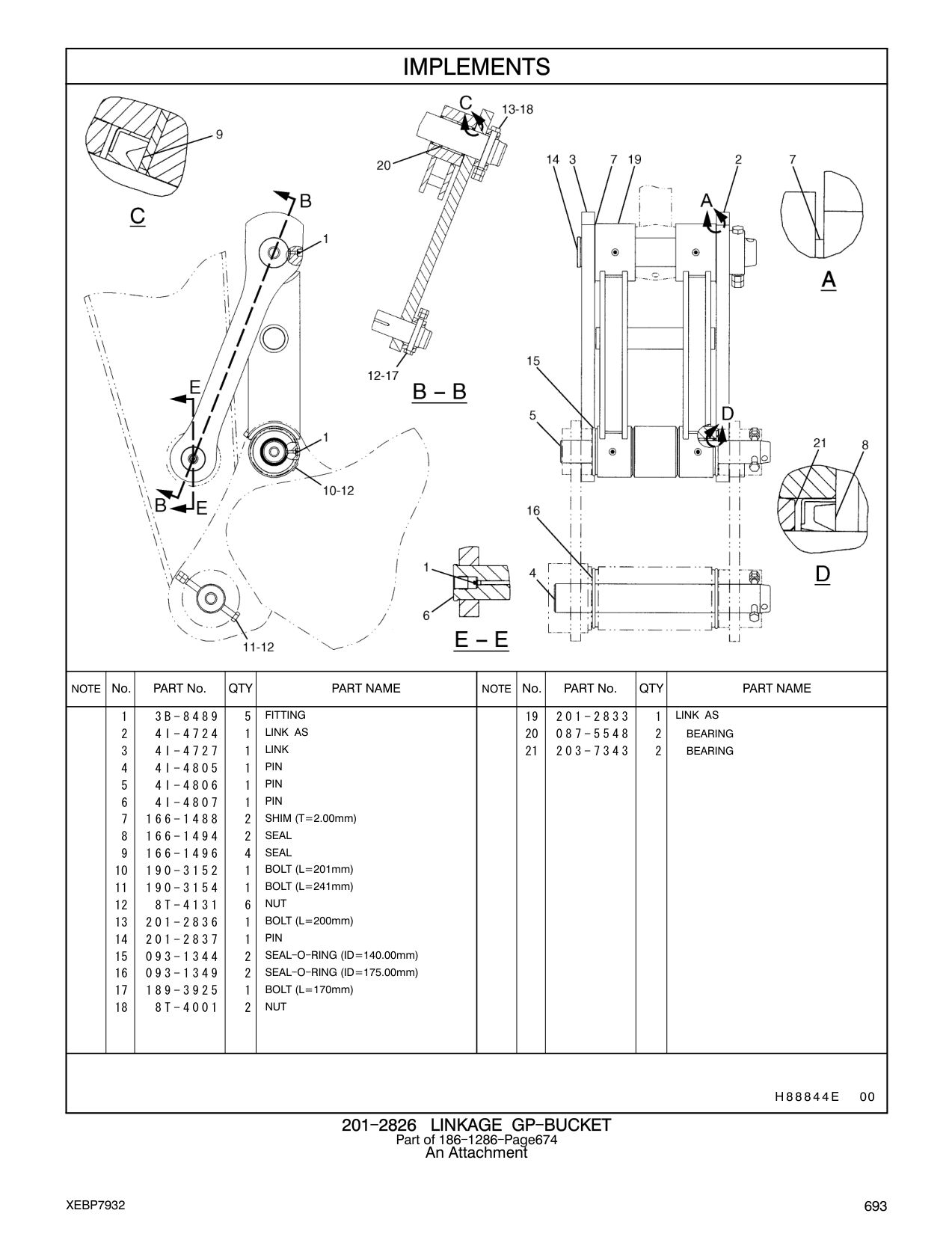 201-2837 PIN CAT parts manual diagram