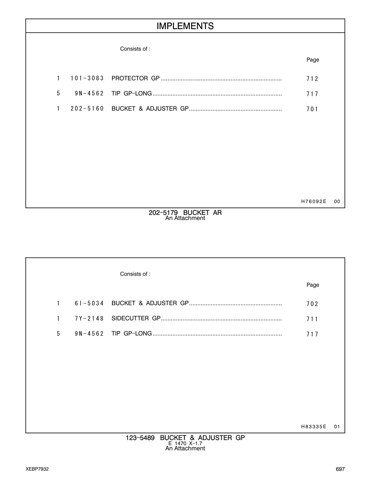 6I-5034 BUCKET & ADJUSTER GP........................................................ CAT parts diagram