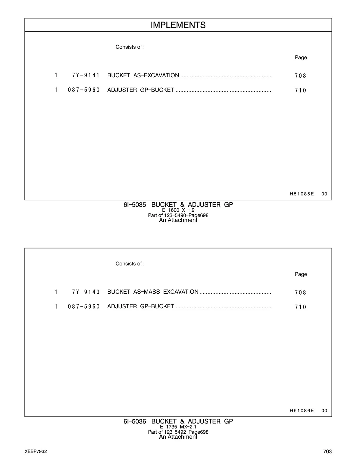 7Y-9143 BUCKET AS-MASS EXCAVATION CAT parts manual diagram