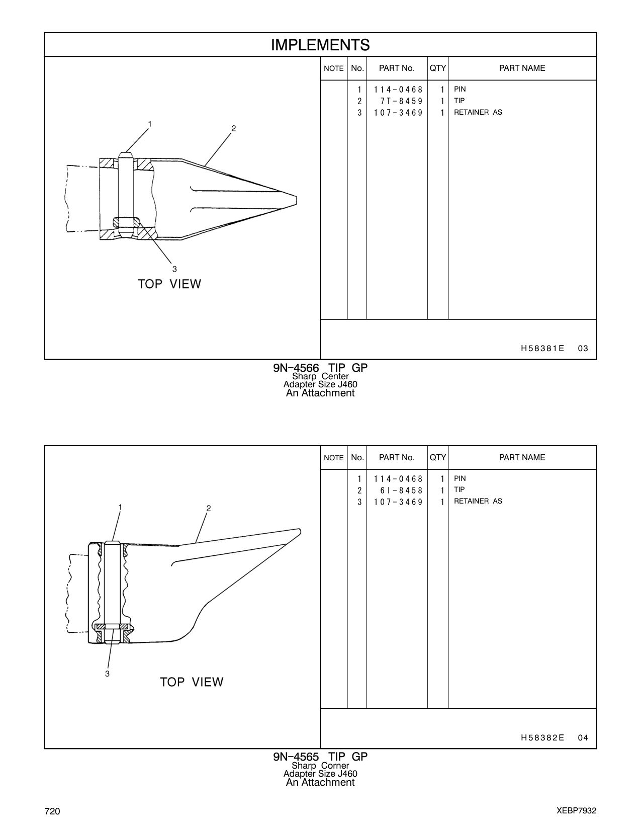 6I-8458 TIP CAT parts manual diagram