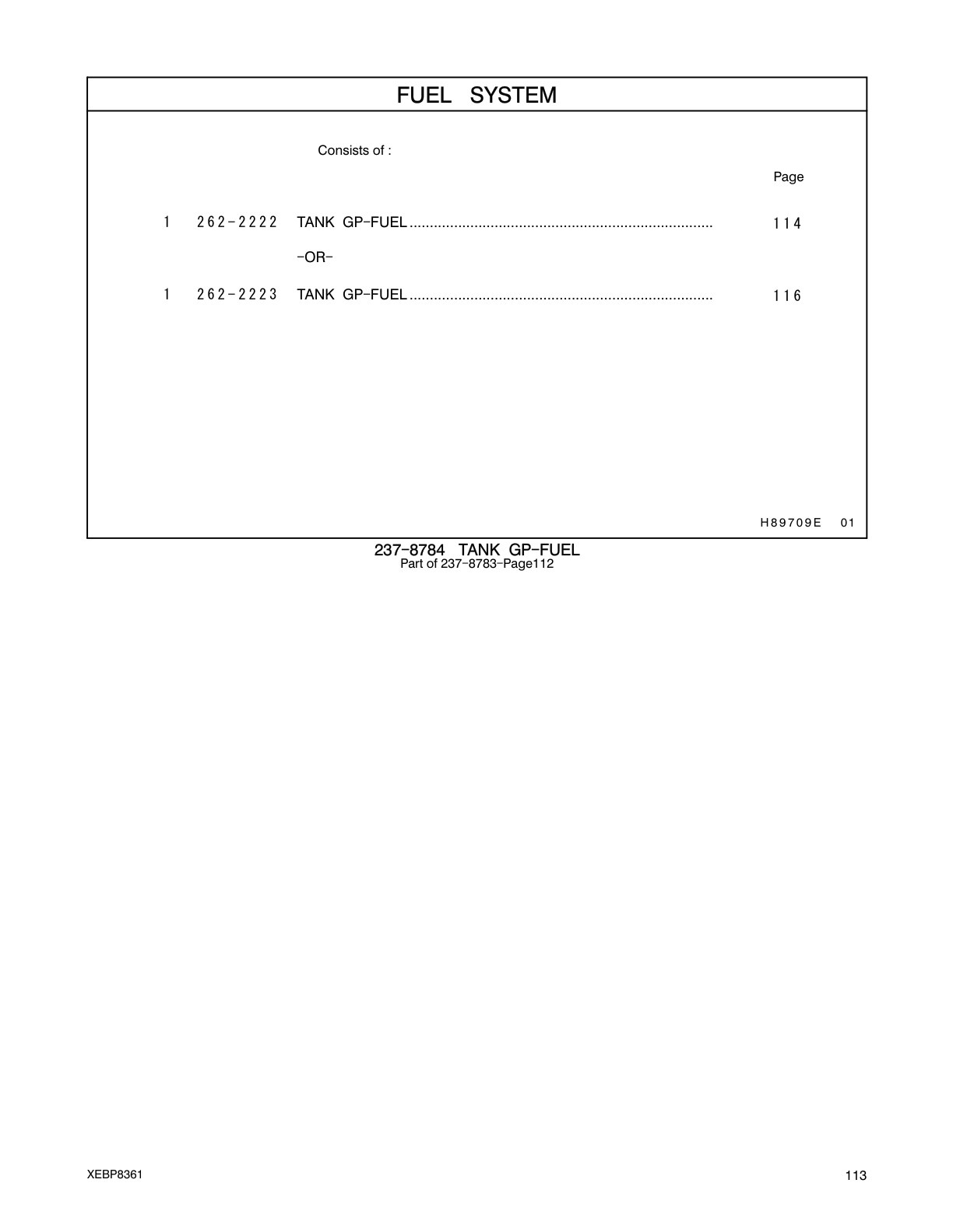 262-2222 TANK GP-FUEL CAT parts manual diagram