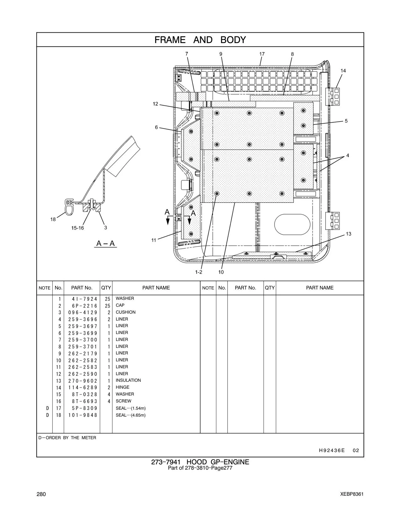 259-3696 LINER CAT parts manual diagram