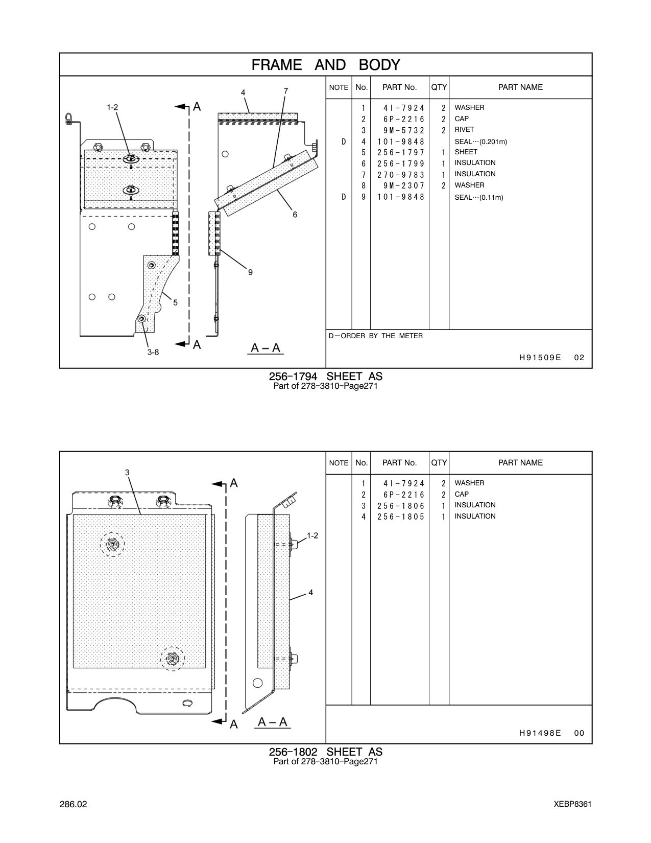 256-1805 INSULATION CAT parts manual diagram