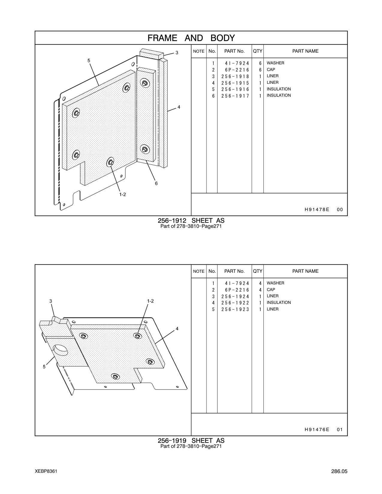 256-1916 INSULATION CAT parts manual diagram